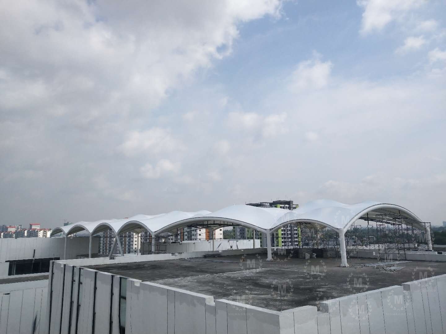 roof canopy,tensile membrane structure,tent canopy,steel structure