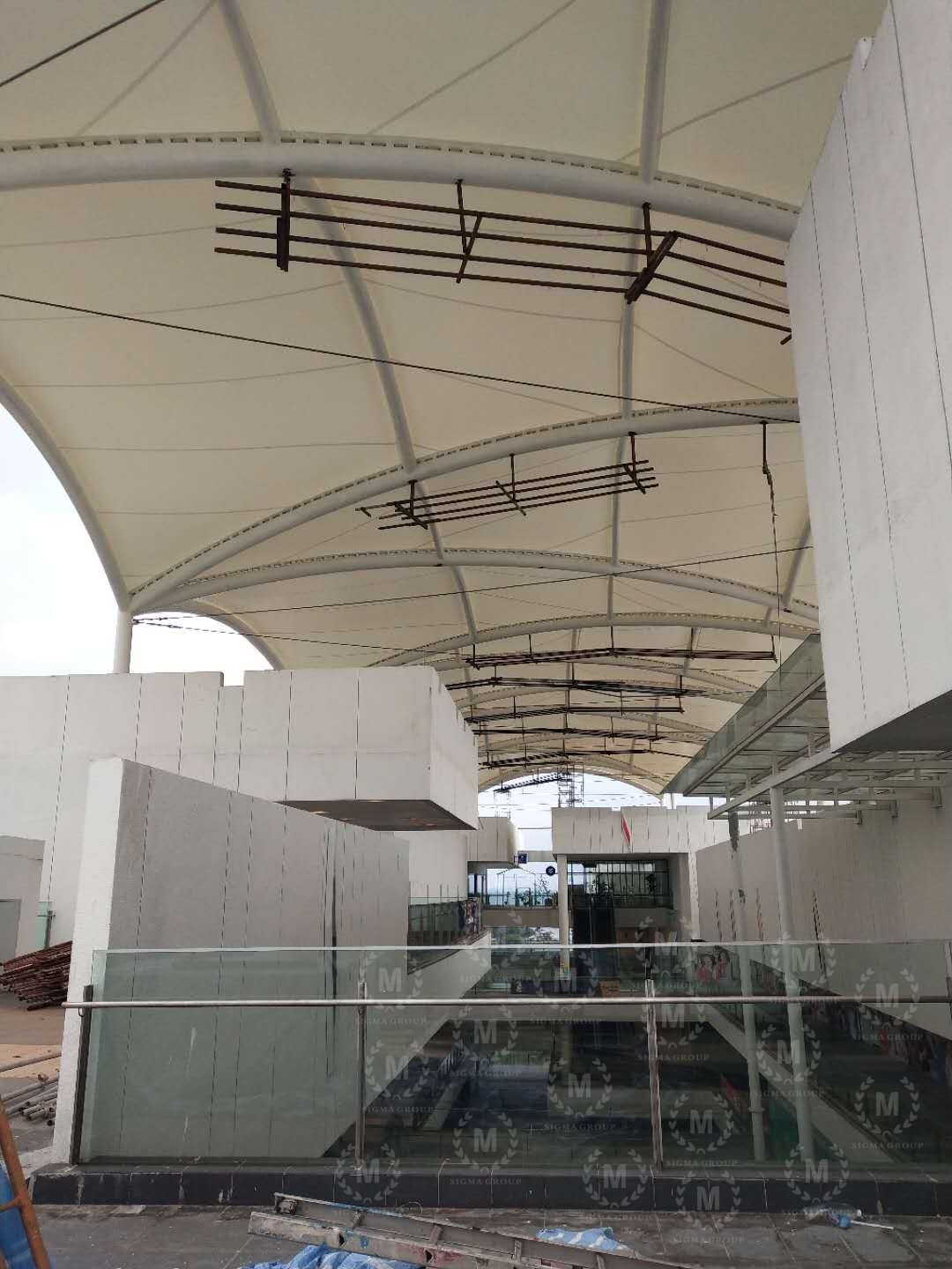 roof canopy,tensile membrane structure,tent canopy,steel structure